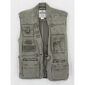 Rothco Outback Vest Mens Small Green Gray Utility Hiking Hunting Tactical Safari